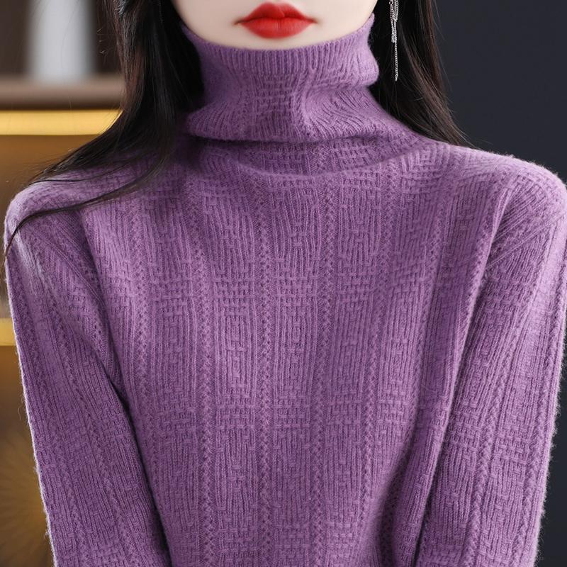 Dámský kašmírový svetr Qinghe kašmír 30% kašmír 70% vlna Dámský podzimní a zimní kašmírový svetr měkký a teplý