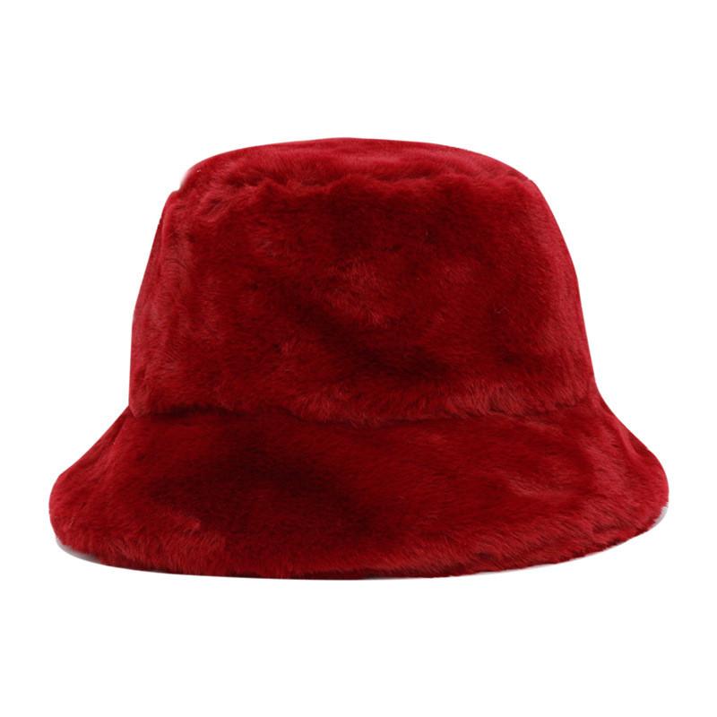 Womens Lamb Velvet Basin Hat Extrathickened Furry Solid Color Warm Winter
