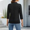 Women's Fashion Casual Lapel Short 3/4 Sleeve Print Shirt Women's Up Tops