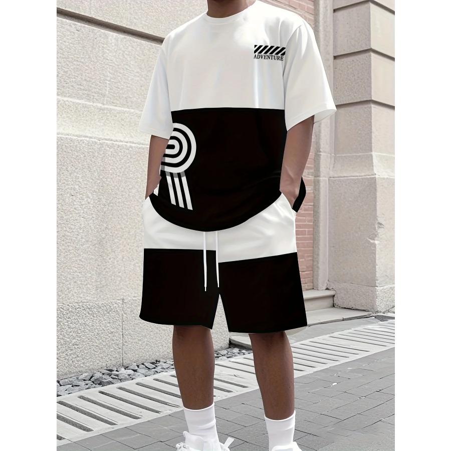 2026 New Men's Athletic Set Los Angeles Print Short-Sleeve T-Shirt Casual Athletic Set Streetwear Shorts Two-Piece Men's Set