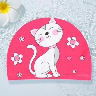 Badekappe Atmungsaktiv Hochelastisch Schnelltrocknend Ohrenschutz Cartoon-Druck Schwimmbad-Hut
