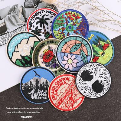 Embroidery Embroidery Badge Round Badge Glue-backed Patch Shoes and Hats Luggage Clothing Accessories Embroidery Cloth Sticker