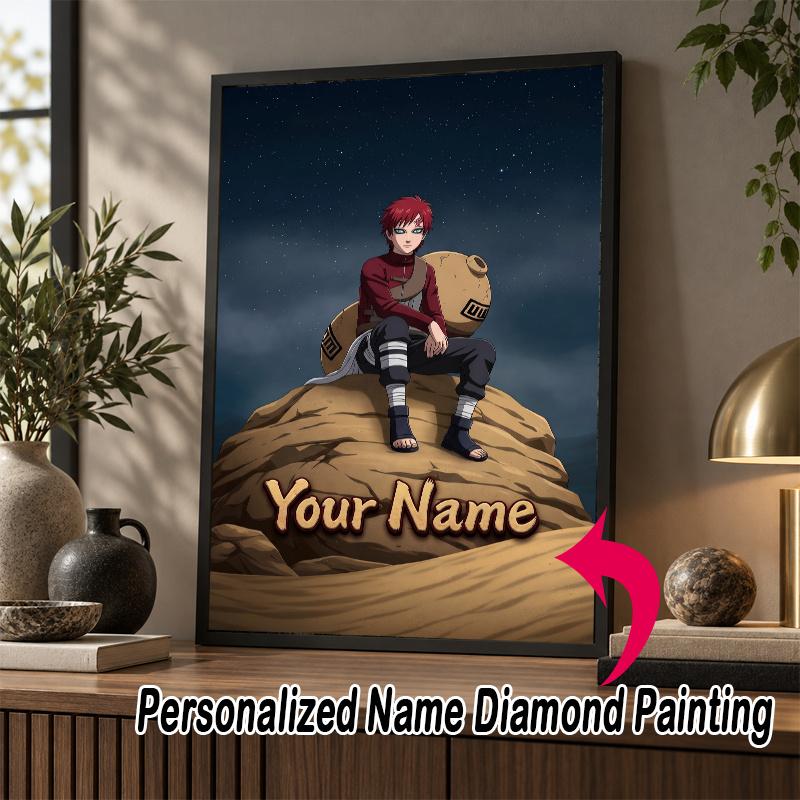 Personalized Gaara Naruto Diamond Art Custom Name 5D Diamond Painting Full Drill DIY Craft