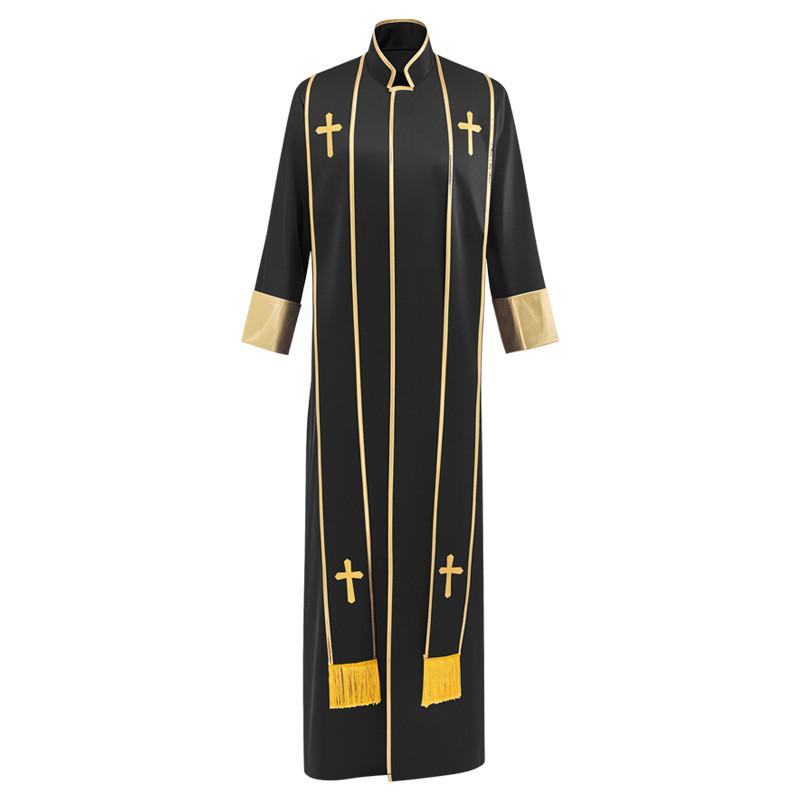 Mittelalterliches Priesterkostüm Set Mit Kreuzstickerei Für Halloween Cosplay Und Bühnenauftritte