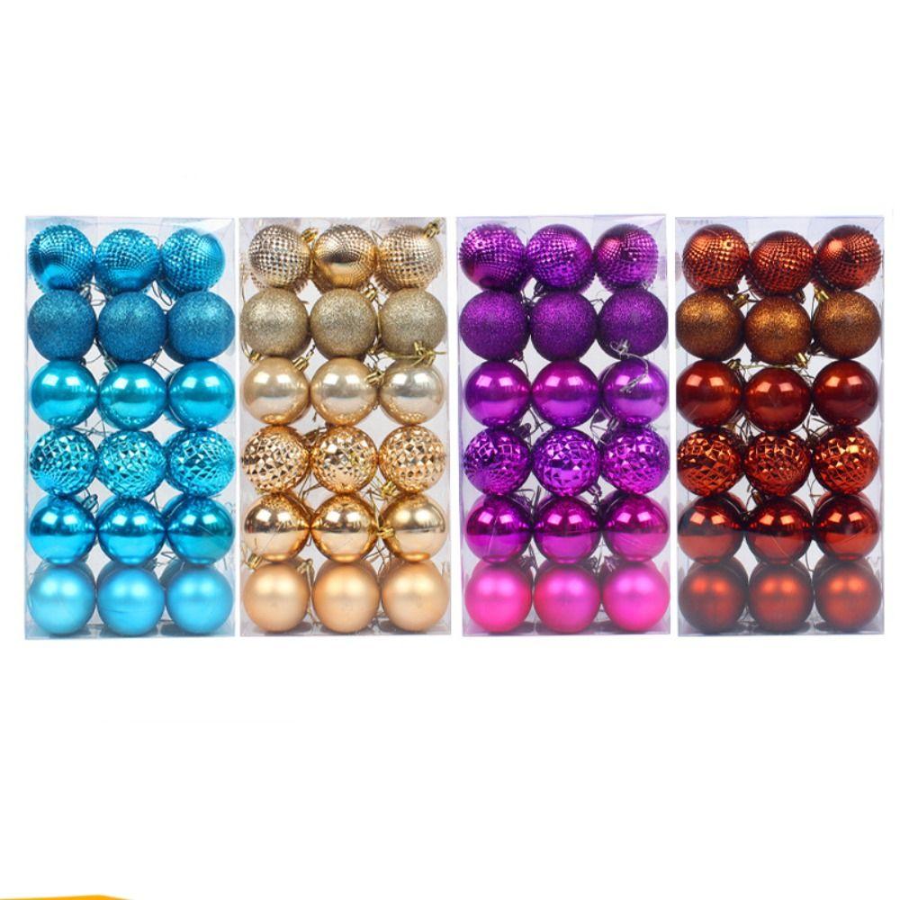 36pcs 6cm Christmas Ball Set Big Delicate Christmas Tree Decoration Pendant Waterproof Shatterproof Hanging Ornament Props