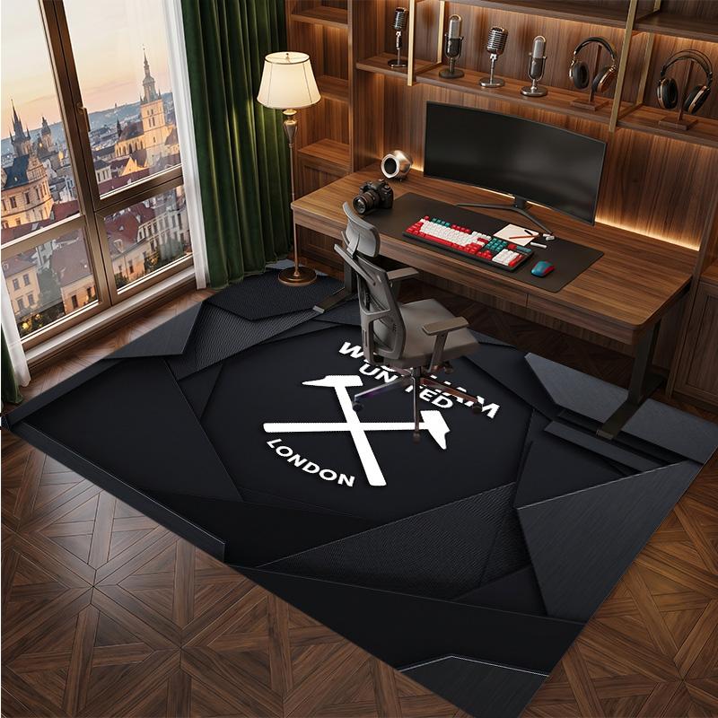 West Ham United Football Print Crystal Velvet Rug, Comfortable Water Absorbent Non Slip Indoor Floor Carpet