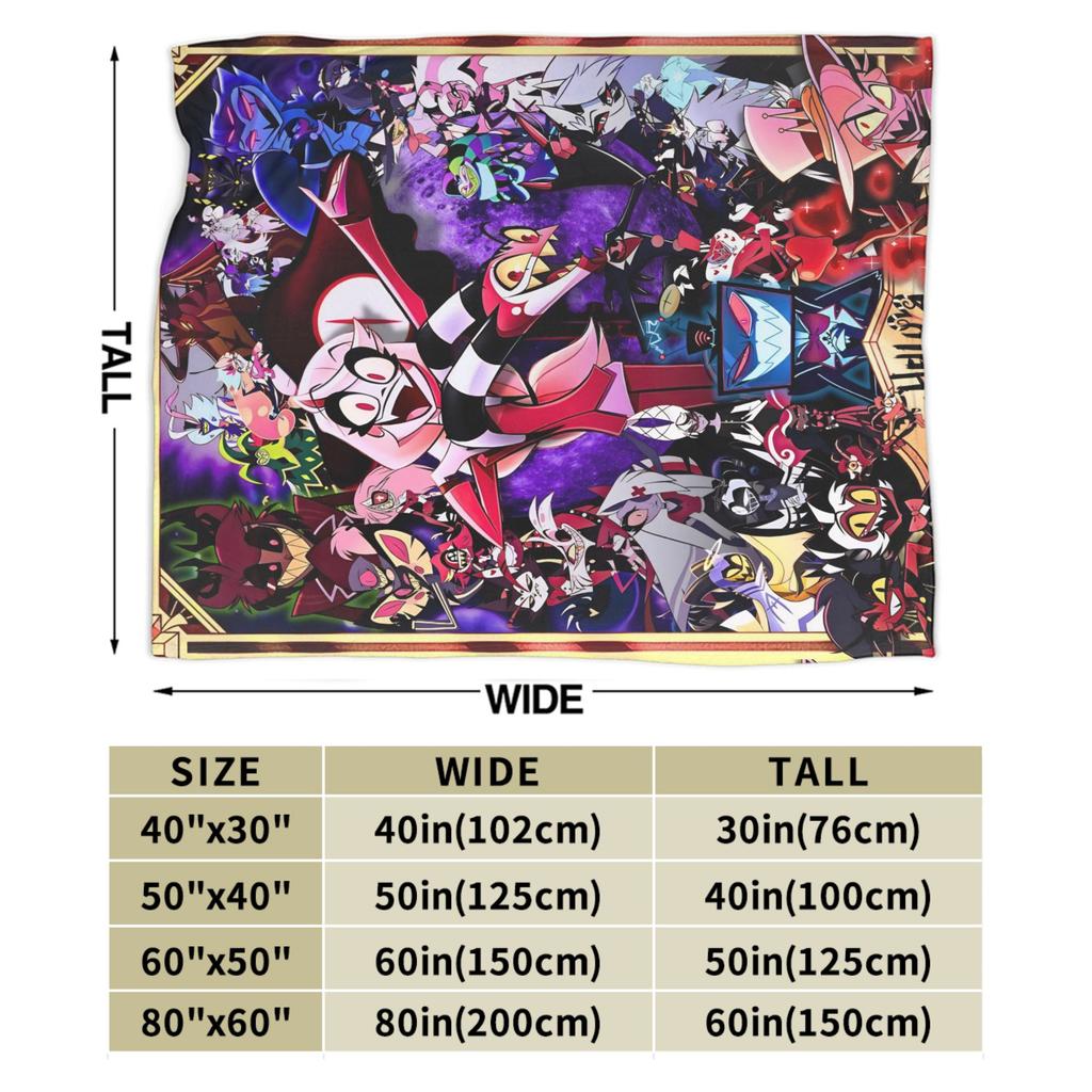 Super Warm Blanket Camping   2025 H-Hazbin Hotel Anmie Throw Blanket  Flannel Bedspread For Bedroom Comfortable Sofa Bed Cover