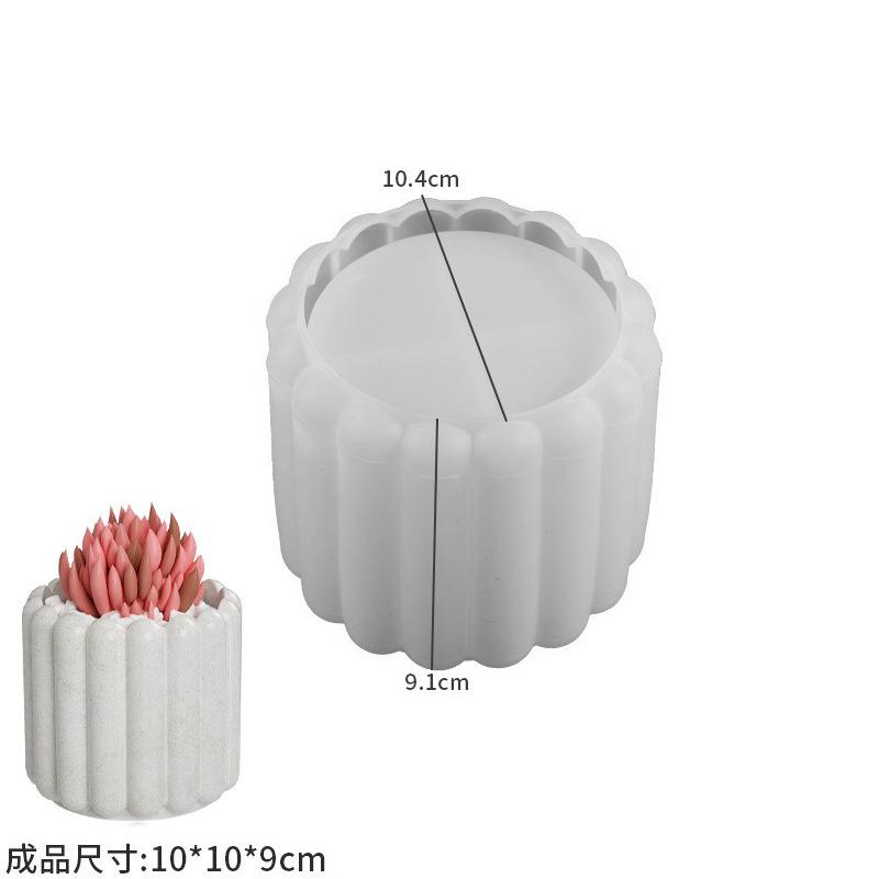 1PCS DIY Cement Gypsum Candle Jar Silicone Mold Aromatherapy Gypsum Vertical Stripe Candle Cup Silicone Mold