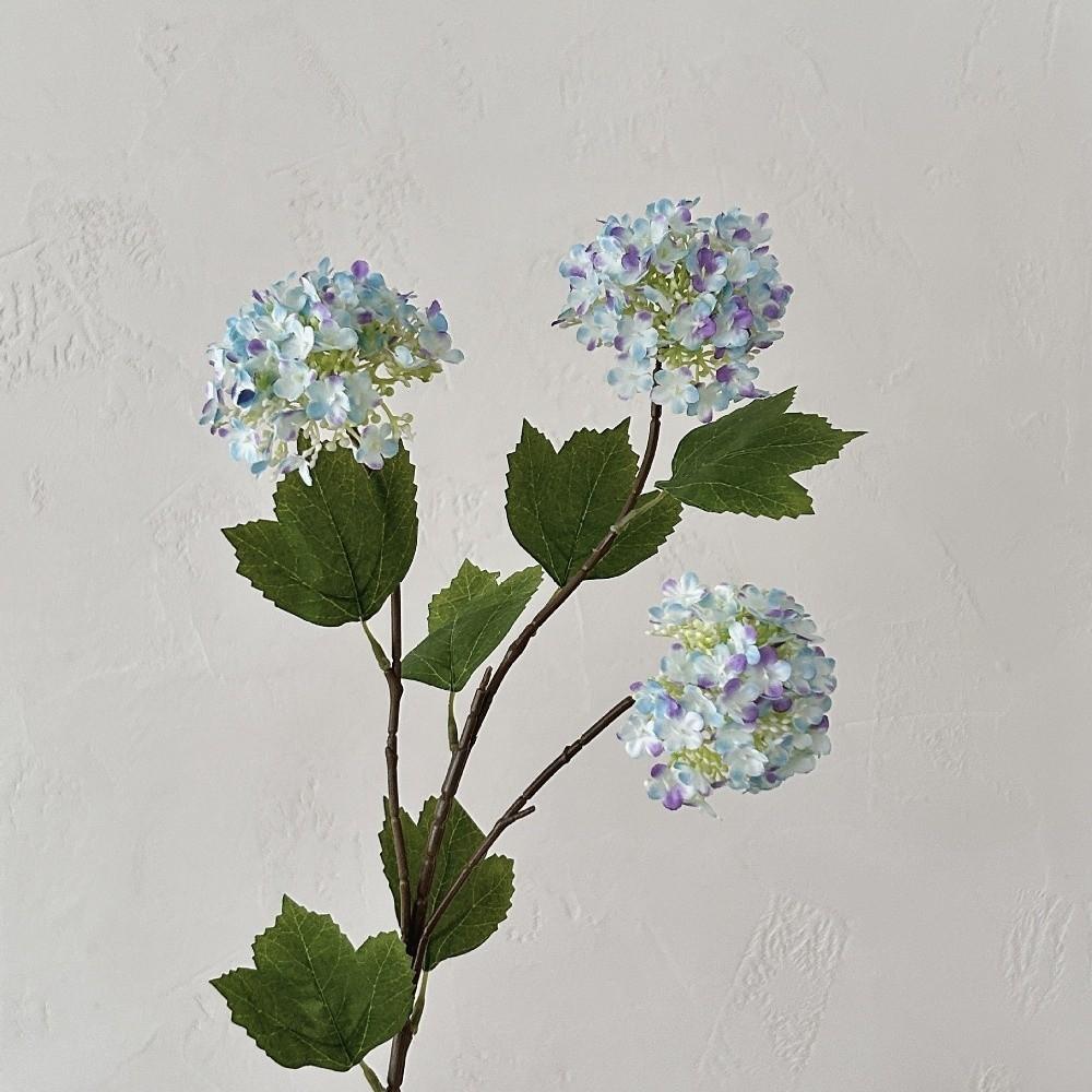 

New 3 Heads Artificial Hydrangea Flower White Green Leaves Artificial Faux Plants Lush Branch Fake Flower Photography Prop синий