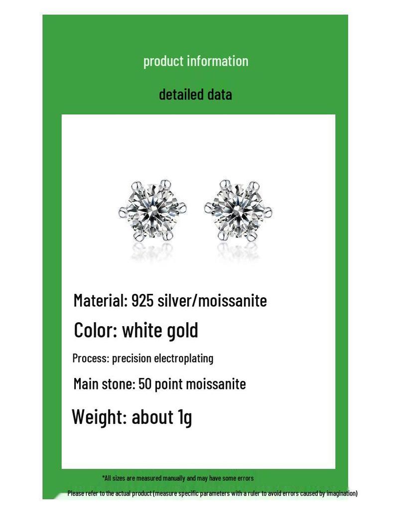 S925 Sterlingsilber Sechs-Zacken Schneeflocke Moissanit Ohrstecker - Hochwertiger Ohrschmuck für Damen