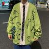 Autumn Oversize Cardigan Men Knitted Dinosaur Sweater Streetwear Loose Male Women Coat Doodle Hip Hop Pattern Winter