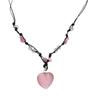 Heart Natural Stone Necklace Woven Rope Chain Choker for Women Girl Unisex Necklace Gemstone-Jewelry Ornament Gift