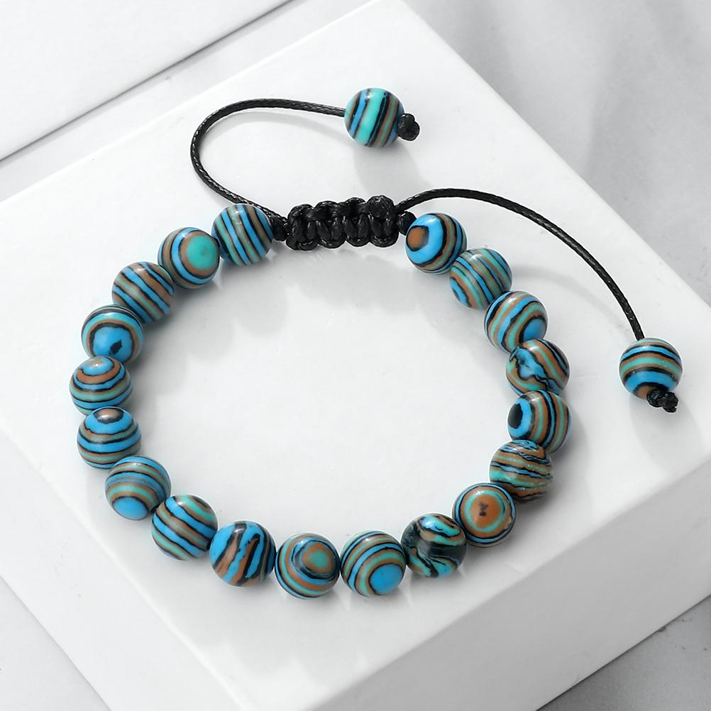 4 6 8mm Malachite Beaded Bracelet Natural Stone Green Blue Braided Bangles Handmade Healing Bracelets Jewelry Gifts for Friends