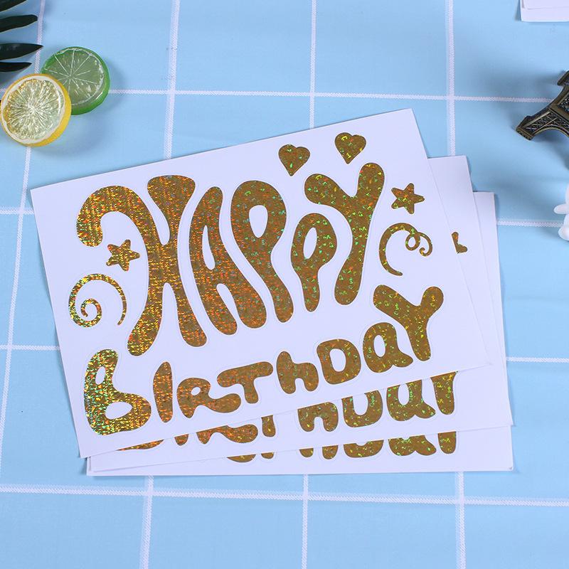 Large size Bronzing Letters Happy Birthday Sticker Bobo Ball Transparent Balloon Sticker