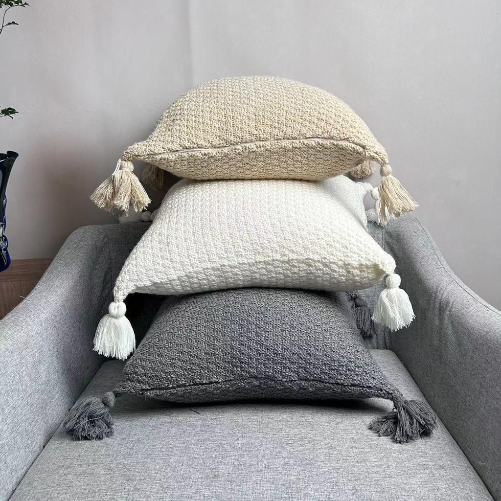 Nordic Knitted Tassel Wool Throw Blanket for Sofa or Office Naps