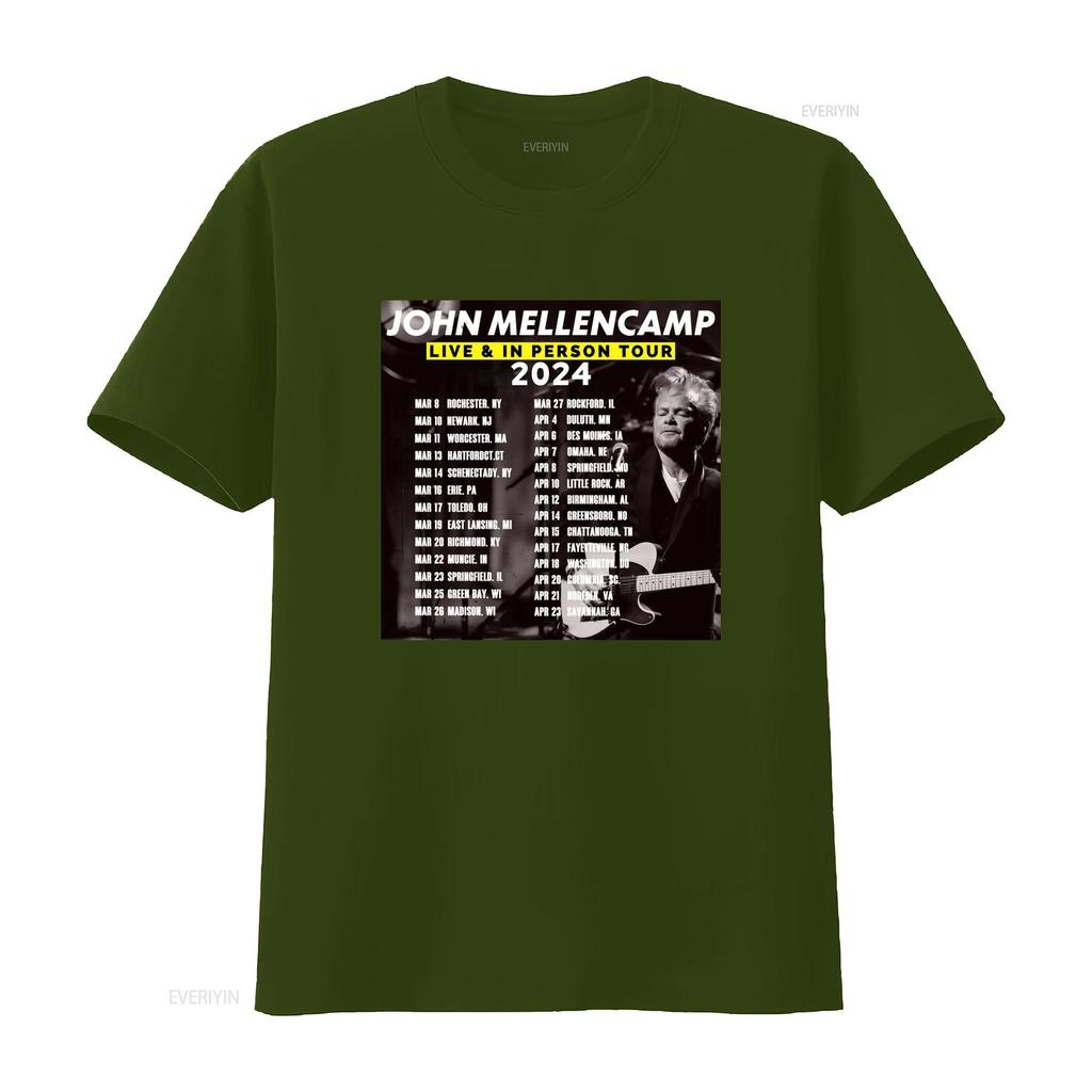 2024 John Mellencamp Live In Person Tour T Shirt 100 Cotton For Fans Music Lover Vintage Washed Breathable Designer Clothes