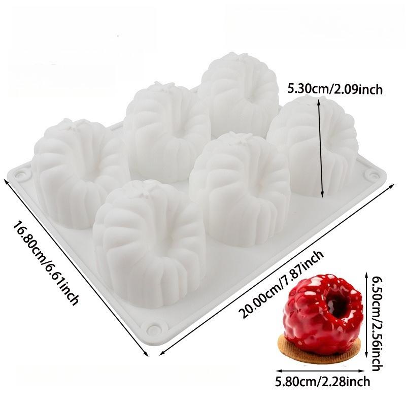 6-Cavity Large Raspberry Mousse Cake Mold, French Dessert Baking Silicone Mold, Fondant Mold