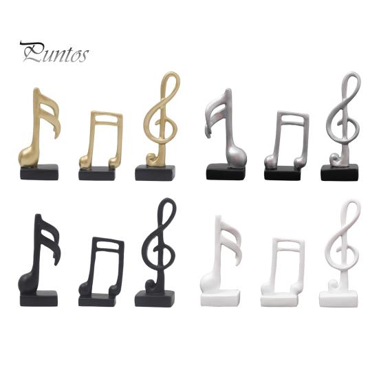Home Office Music Decor 3Pcs Minimalist Note Resin Sculpture, Treble Clef & Eighth Quarter Desk Stable Base for Piano Room Living Room, Matte