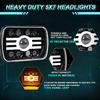 2PCS 7 Inch LED Headlights, 5x7   7x6   Rectangular LED Headlights with High Low Beam DRL Turn Signal Replacement for