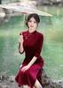 Cheongsam seven-quarter sleeves autumn and winter retro Chinese style black solid color gold velvet long daily wearable temperament