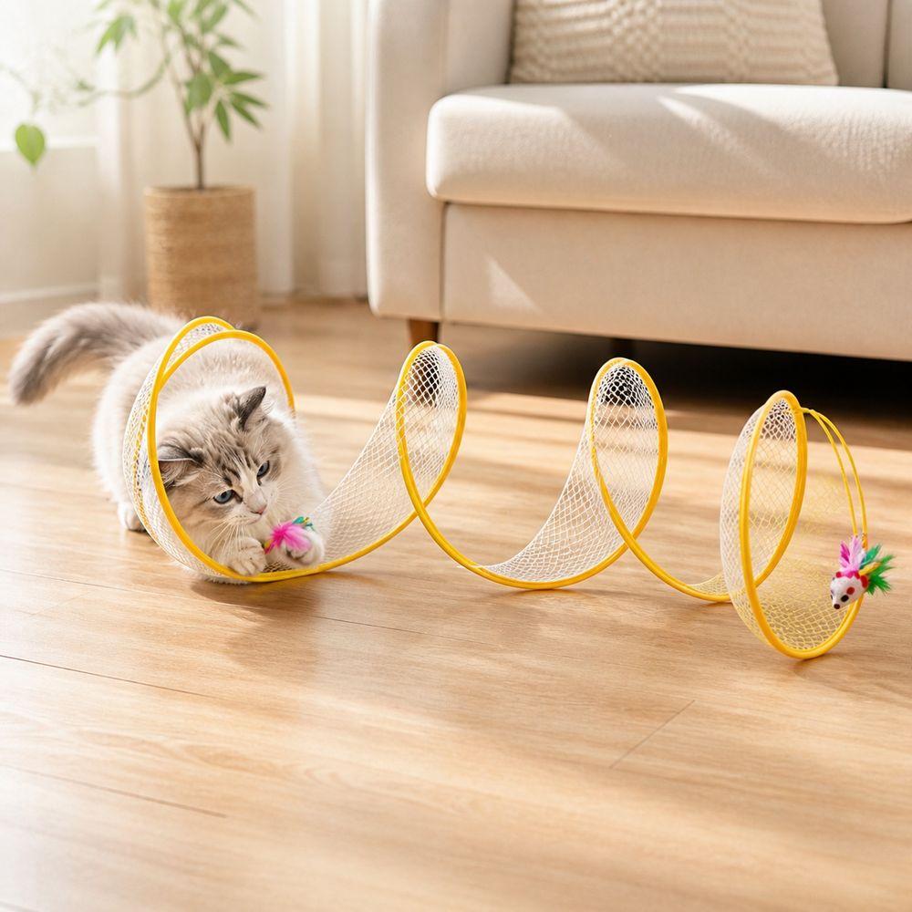 Flexible Spiral Structure Kitten Play Tunnel Interactive Cat Tunnel Kitten Exercise