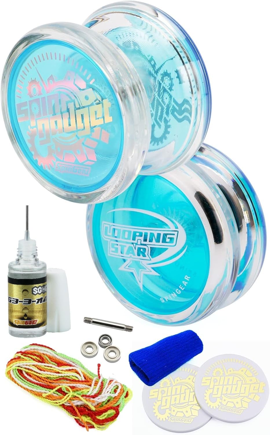 

Spin Gear Spin Gadget & Looping Star Yo-Yo Set for Beginners (Clear & Blue)