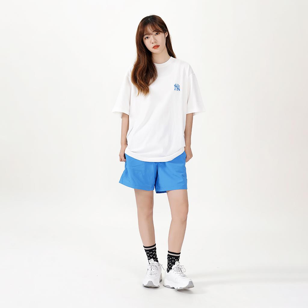 MLB New York Yankees Back Waist Cashew Flower Logo Crew Neck Short Sleeve T-Shirt Unisex T-Shirt Ivory 3ATS52023-50IVS