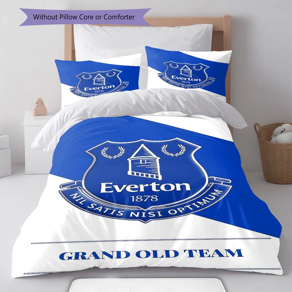 Everton Logo  Pattern Bedding Quilt Set Quilt Cover Pillowcase Home Decoration Birthday Gift (1 * Duvet Cover + 2 * Pillowcase, Without Core)