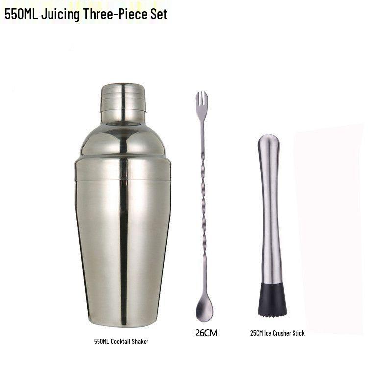 Glass Cocktail Shaker Set: Hand-Shaking Cup, Muddler, and 304 Stainless Steel Measuring Tools
