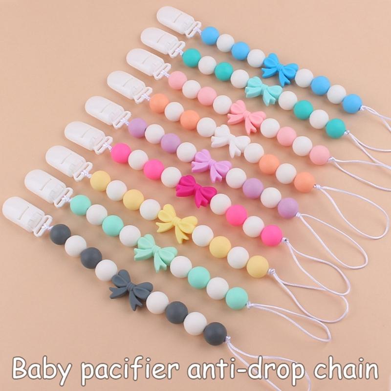 Upgraded Dummy Clip with Knot- for Baby BPA Free Silicone Pacifiers Clip Soother Chain Holders for Boys & Girls Gift