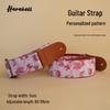 Ethnic Floral Ukulele Strap with Retro Metal Buckles - Pink & Purple Chrysanthemum Design, Model 041-042, Available Now