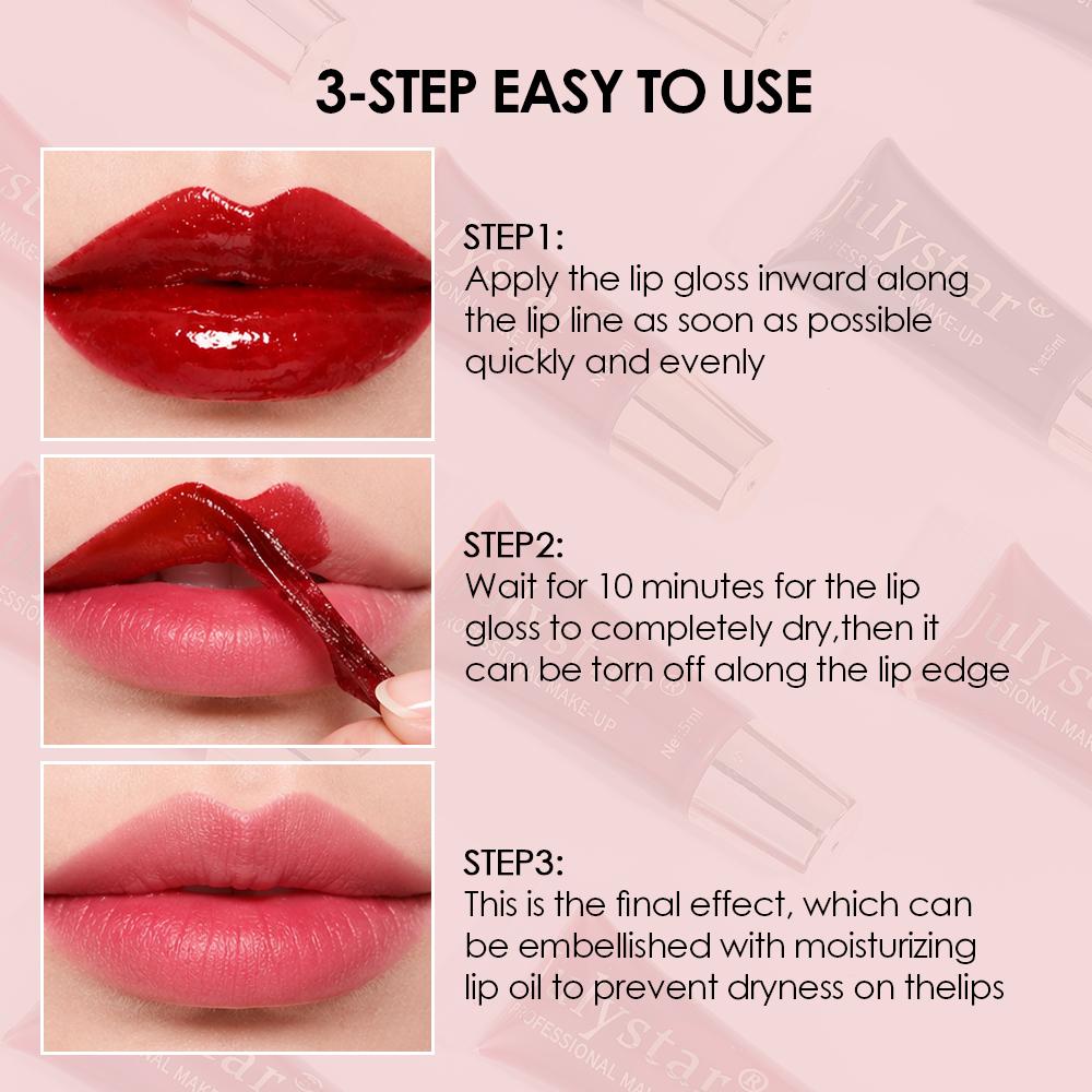 Peel Off Lip Stain Squeeze Tube, Long Lasting Waterproof Matte Lip Tint, Tear Off Liquid Lipstick, Non-Fading Smudge-Proof Lip Stain