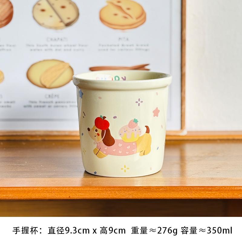 Cute Puppy Tableware Underglaze Colorful Wind Ceramic Bowl Household Dish Set Plate Rice Bowl Salad Bowl