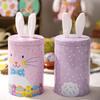 Cute Easter Bunny Tin Box Iron Iron Bucket Ornament Rabbit Candy Can  Happy Easter Decor