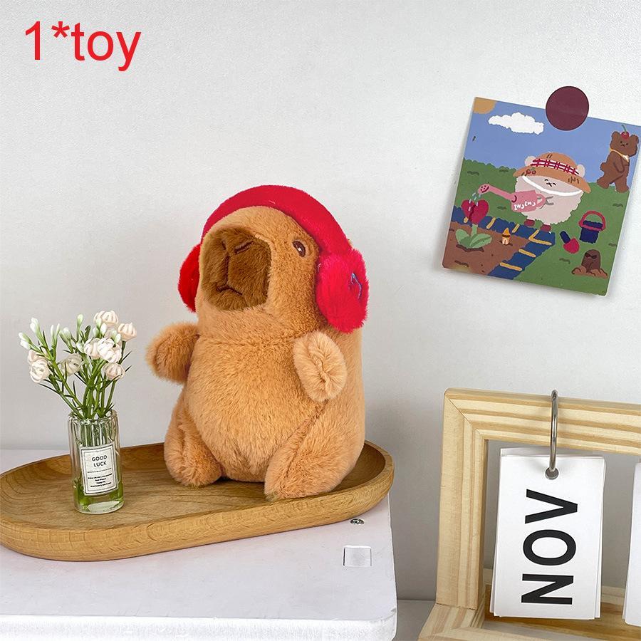 Music Capybara Plush Toy With Headphone Style Creative Decor For Kids And Teens