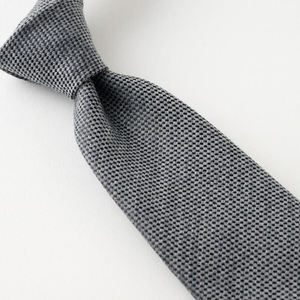 [Ogier] Men's Necktie, Wool Tie, Silk Blend, Made In Japan, Plain Woven Pattern, NW-A-015-GRAY