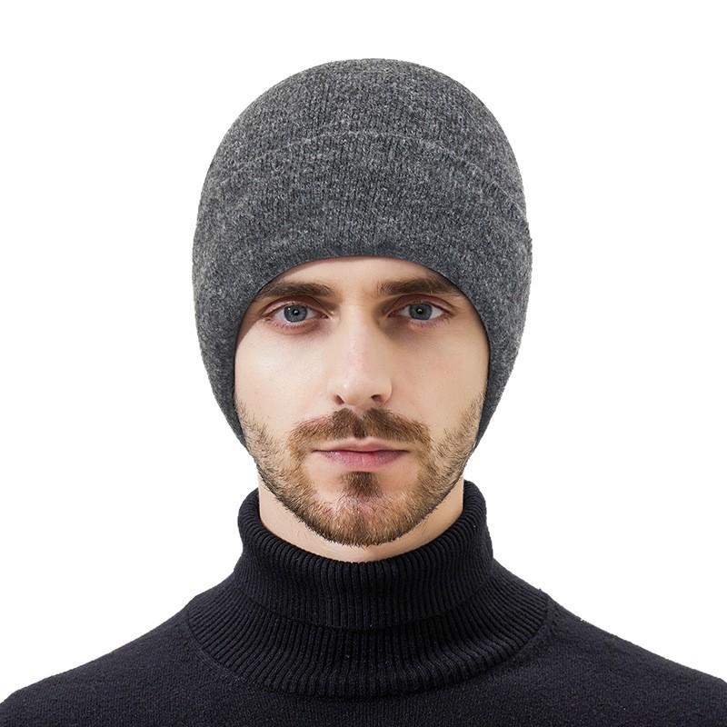 Winter Anti-Cold Wool Knit Hat with Ear Protection, Unisex for Outdoor Cycling & Skiing, Plus Velvet Yarn for Extra Warmth