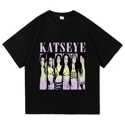 Koszulka dla dziewczyn KATSEYE EST 2026 Bawełniana Krótki rękaw Modna Damska Koszulka Koreański Styl Odzież Damska Męska Okrągły dekolt Unisex Koszulka