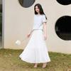 Sancai High-Waist Pleated Chiffon A-Line Long Skirt