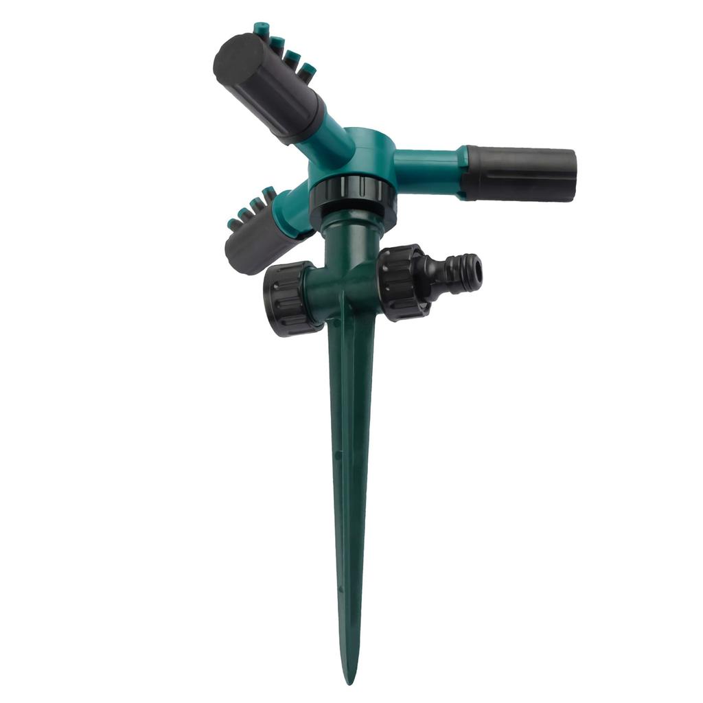360 Degree Rotating Sprinkler, 3   Arms with 12 Spray Nozzles and Plastic Ground Plug, for Garden Lawn Yard Irrigation Watering