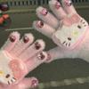 1 Pair Cute Kt Cat Plush Glove Hello Kitty Gloves With  Gilrs Cartoon Thickened Warm Christmas Gifts For Students