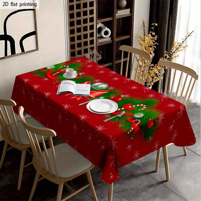1pc Tablecloth, Beautiful Red Snowflake And Christmas Decor Pattern Tablecloth, Machine Washable And Easy to Clean, Dining Table, Coffee Table, Book T