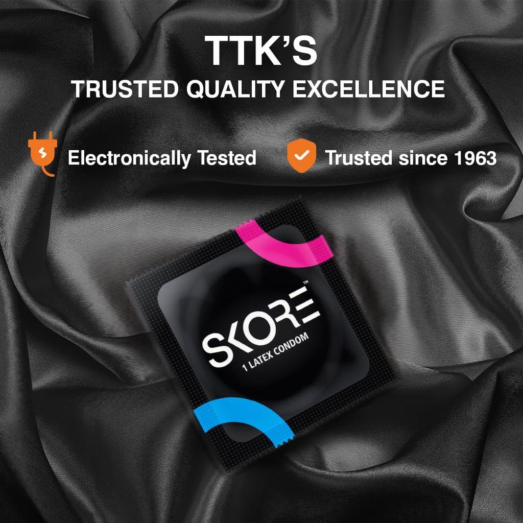 Skore Skin Fit Ultra Thin Latex Condoms 10 Pack 49mm Snug Fit Body Hugging Pre Lubricated Protection Barrier Use
