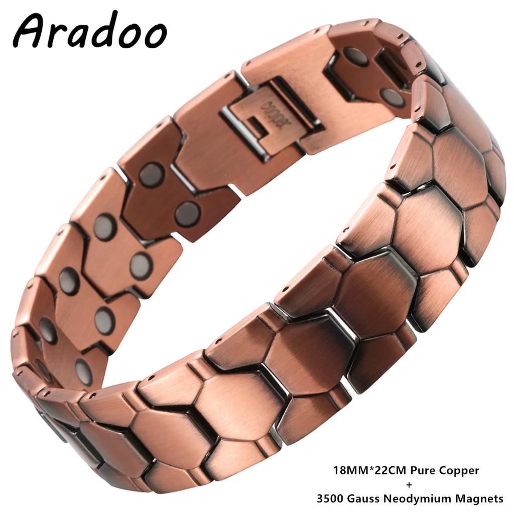 Reines Kupferarmband für Herren Magnetische Vintage-Armbänder Armband Verstellbarer Schmuck Geschenk mit Größenwerkzeug