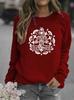 Women's Floral Print Round Neck Hoodie