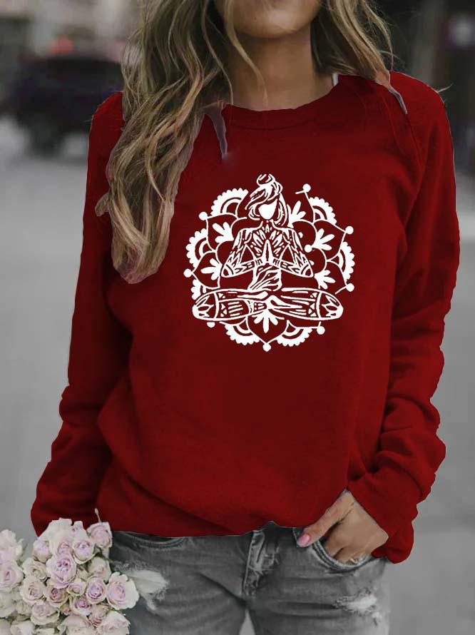 Women's Floral Print Round Neck Hoodie
