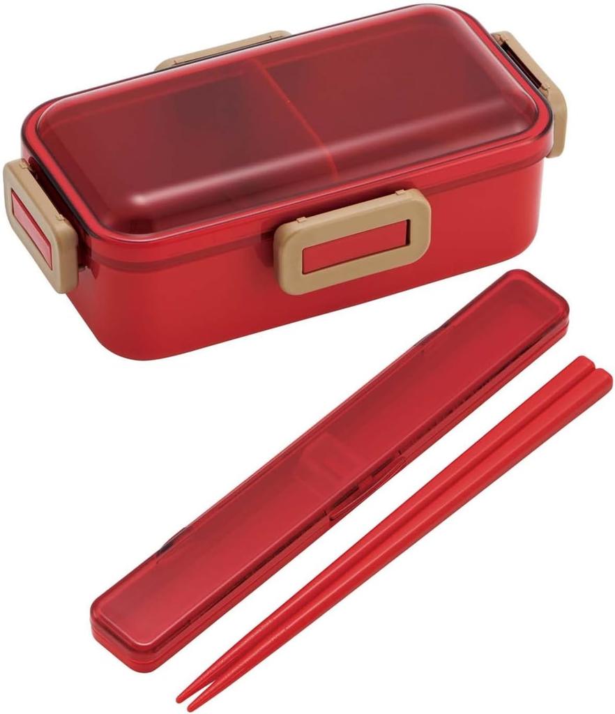 Skater Bento Single Made In for with Locking for Dishwasher and Microwave Cherry Red Box, 530ml, Tier, Japan, Women, 4-Point Leak-Resistant Storage,