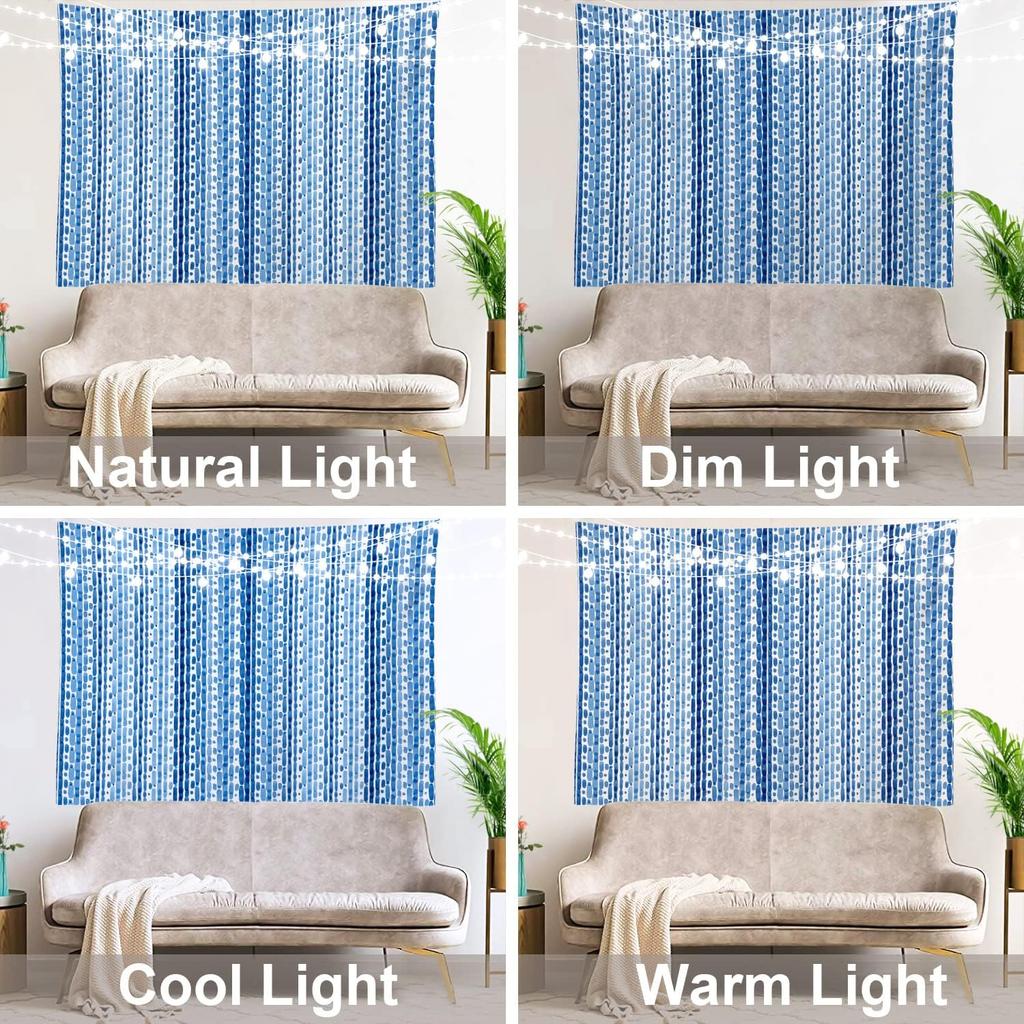 Blue Abstract Stripes Wall Tapestry,Modern Wall Hanging Large Tapestry Decoration Polyester Fiber White Hem Around for Dorm Room
