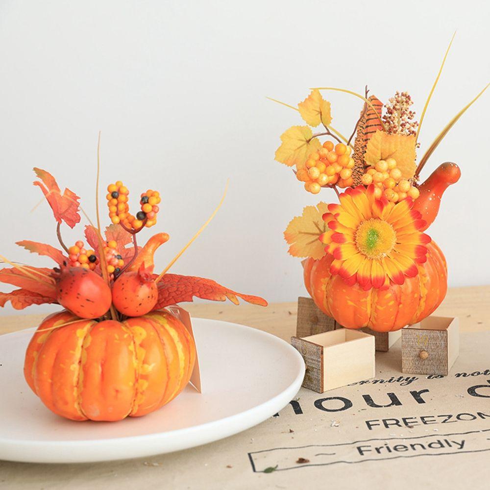 Party Thanksgiving Faux Pumpkins Lifelike Maple Leaves Halloween Decoration Artificial Vegetables