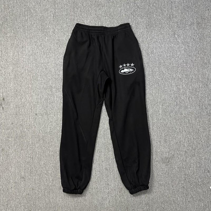 Corteiz Vintage Bluza z Kapturem Oversize z Nadrukiem Gwiazd Zestaw Joggerów Męski Streetwear Codzienny Strój